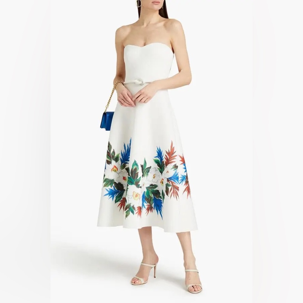 Bagdley Mishka Strapless Floral Print Dress with Belt Brand New